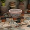 Vintiquewise Outdoor Small Red and Grey Grill Clay Fire Pit and Accent Design and Metal Stand QI004353 - alternate 3